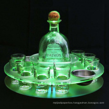 Custom Design LED Light Illuminated Acrylic Shot Glass Serving Tray Holder